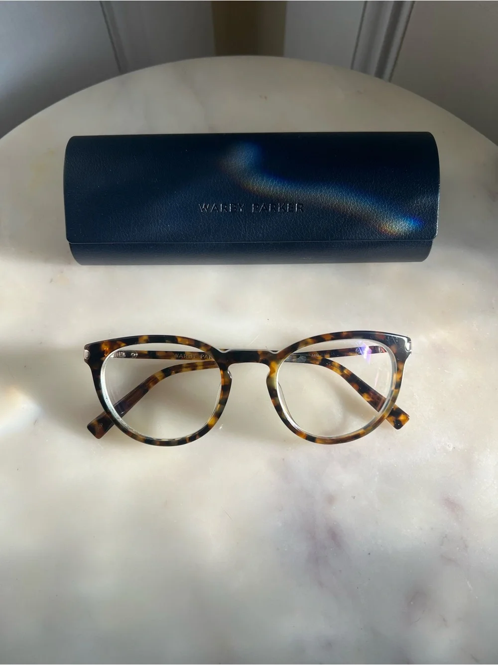 Warby Parker Round Tortoiseshell Eyeglasses with Original Case